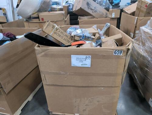 Industrial/automotive, gloves, car parts, fork, weight, hose, hammer, filters, and more