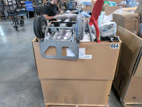 outdoor camp chair, a wedge, Callaway 7 iron, dolly, APC, metal power strip, pots and pans and more