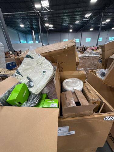 Adidas backpack, Crocs shoes, sprints car seat cover towel, towels, office chair mat, rolled mattress, expandable pull out drawer, water softener salt, Lego Minecraft, and more
