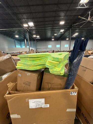 Chair, planter, swimming pool floats, books, inflatable, kinesiology tape, acrylic marker set, sawblade, & More