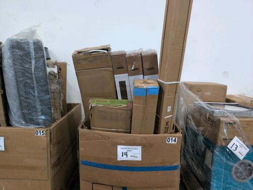 HOFT fence boards multiple boxes, LG 55 inch OLED TV, closet made, furniture, and