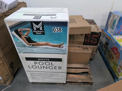Miscellaneous swimming pool boxes not complete, directors chair, pool lounger, & More