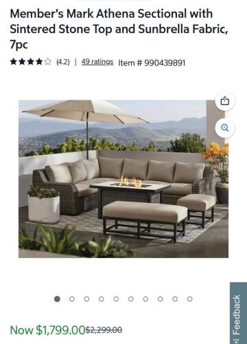 Athena collection seven piece deep seating sectional with fire
