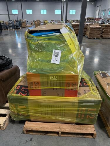 Swimming pool, convertible chest freezer, used inflatable slide