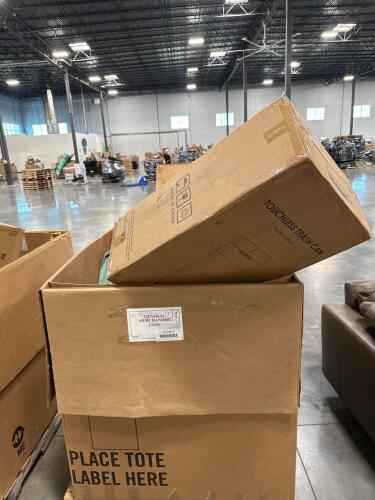 Touchless trash can, wagon, chair,red zone concical, towels and more