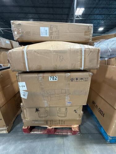 Sofa, chairs, rocking camping chair, and more