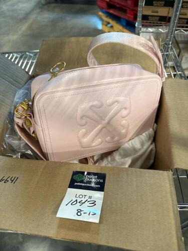 pink leather Off-White chain-link crossbody bag