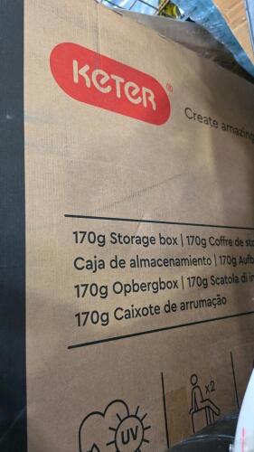 Storage box, garden steaks, rolled material, fishing pole, & More