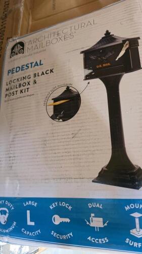 Automotive parts, napkins, multiple storage boxes, wastebasket, Braun paper towels, pedestal for a mailbox, & More