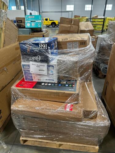 OSTER blender, pretty TV, ottoman, bassinet, Scott shop, & More