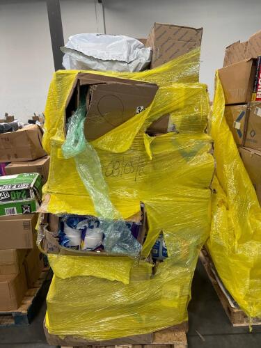 Big box store in boxes pasta, Pine-Sol, spaghetti sauce, toilet paper, plates, fresh step, lemonade, toilet paper, undergarments, and more