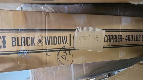 Black widow carrier, major fitness smith machine (unsure if all boxes are there), two rolled mattresses, box two only of gazebo with mosquito netting