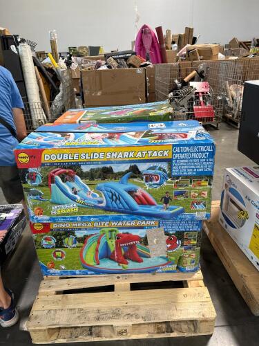 multiple outdoor inflatable water parks