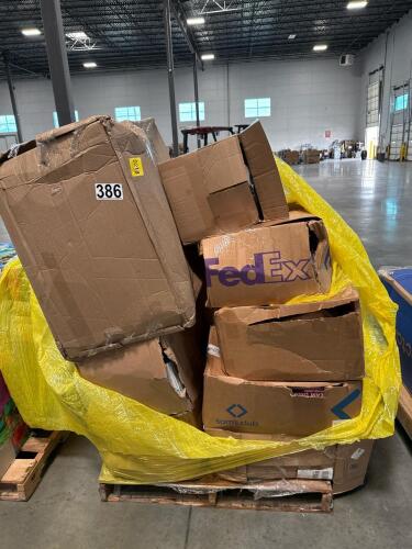 Big box storing boxes, paper towels, toilet paper, containers, Salad dressing, detergent, dog food, inflatable bed, pampers wipes, & More