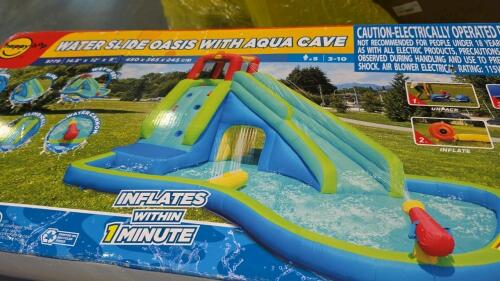 Multiple inflatable outdoor waterslides
