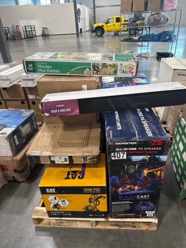 Speaker, cat pressure washer, Yamaha sound bar, wooden mud kitchen, MIDEA smart portable air conditioner, Bluey bounce house, & More
