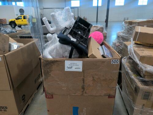car seat, kids furniture, whisker great litter, camco pop utility container, crutches, fishing pole, bingo loco