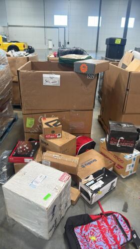 Orvis seat protector, multiple boxes of golf balls, wild path pet backpack, telescope, baseballs, jeep product, fit king air compression recovery system, Daytona helmet, P2 R helmet, ninja air fryer, rollerskates, Stanley backpack, OG backpack, charger,) 
