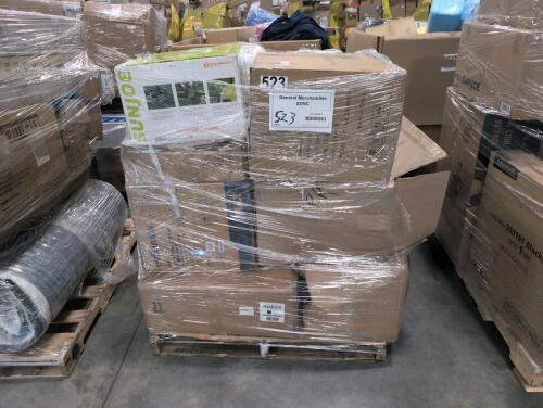 evolution 15" metal cutting chop saw, Sun Joe scarifier dethatcher, (2) rolled mattresses, ice maker