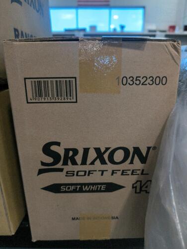 Box of SRIXON soft white golf balls