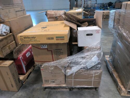 Floor lamp, cabinet, cushions, floor pad, used monitors, cleanings brushes, dinner set, and more