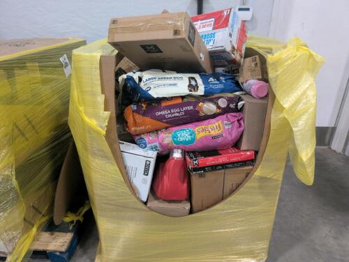 Big box store in a box: Garland, dog food, puppy pads, blower, litter Jeanie, Tylenol, laundry basket, supplements, food trays, dawn soap, and much more