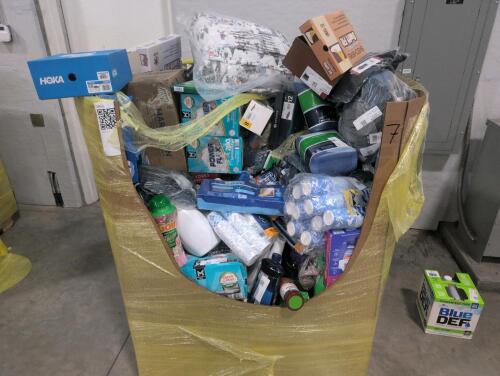 Big box store in the box: scrubbing bubbles, CAMDRO, Windex, garbage bags, SPEERRY, Skechers, Clorox, nine West, Kleenex, bedding, clothing, detergent, finish, cups, scrubbing pads, & More