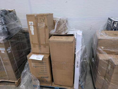 NOUHAUS posture chair, Distress black trunk, delta faucet, roof mount attic fan AFRSMT pro, variable sofa bed, crown shades, & More