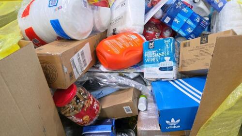 Big box store in a box: clothing, Ziploc, absorbent pads, dog treats, hand soap, kids chair, underwear, isopropyl alcohol, Downey, allergy medicine, Tom cat, Dawn ll power wash, game, Adidas shoes, & More