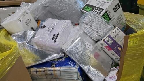 Big box store in a box: swiffer, Charmin, crest help, insulated foil shoot, shoes, lids, foil pans, arm & Hammer, dog treats, clothing, cups, and more