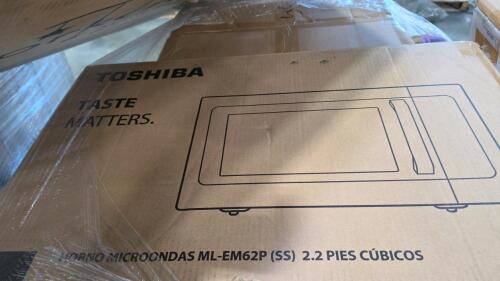 Sound bar, chair, convertible crib, Flooring, Toshiba microwave, wine glasses, more