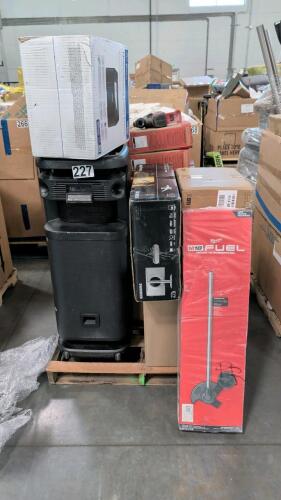 electronics, Samsung monitor, boss speaker, Sony srs-ult1000 mega speaker, KitchenAid dual blender, HP printer, ninja slush machine and other similar items