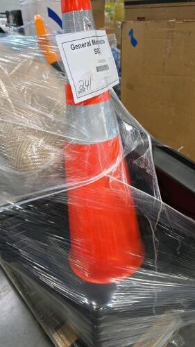 traffic cones, shovel, rug sprinkler box, plastic totes, & More