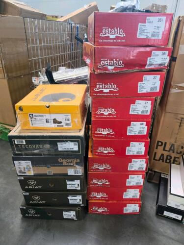 Shoes: multiple ESTABLO, Carhartt, TECOVAS, Georgia boot, ARIAT, Steve Madden, Abercrombie and Fitch, Birkenstock, real foot, Aldo Emily boots, MUCK, adidas & More