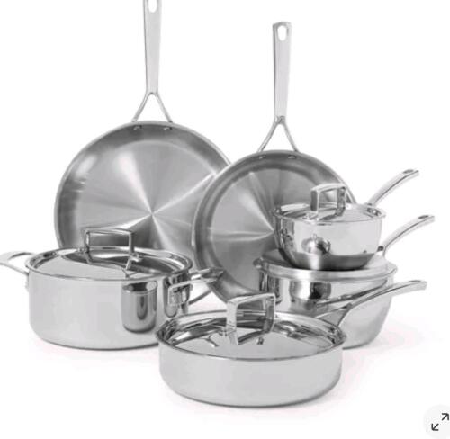 SUR LA TABLE classic five ply stainless steel 10 piece cookware set, open box