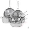 SUR LA TABLE classic five ply stainless steel 10 piece cookware set, open box