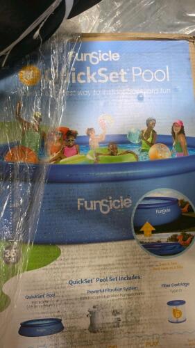 Big bag style chair, wen dethatcher, pool, single sofa, shelving, metal brackets, & More