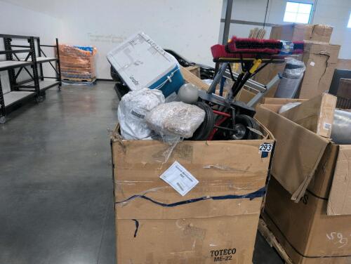 Used cooler, brooms, gorilla ladders, buckets, bamboo poles, hose reel, dolly, & More