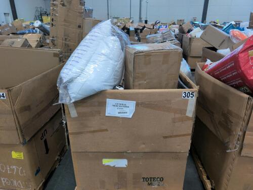 Pillow, rug, stream machine, bottle, sheets, welcome MAT, golf club, and more