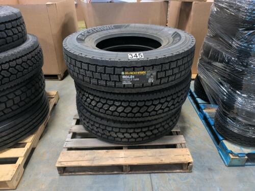 (3) Blackhawk 11R22.5 26PR tires