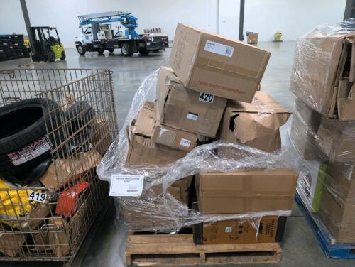 Miscellaneous furniture, Mazda Park, Samsonite luggage, hose reel, toilet storage,battery ? , portable ac, Box of delta products and more