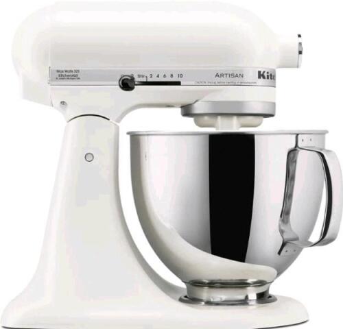 KitchenAid mixer in porcelain white