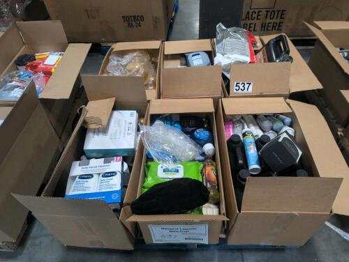 Six boxes of miscellaneous goods including antifreeze, soap, Cetaphil, wet wipes, liquid nails, sealant, wipes, & More