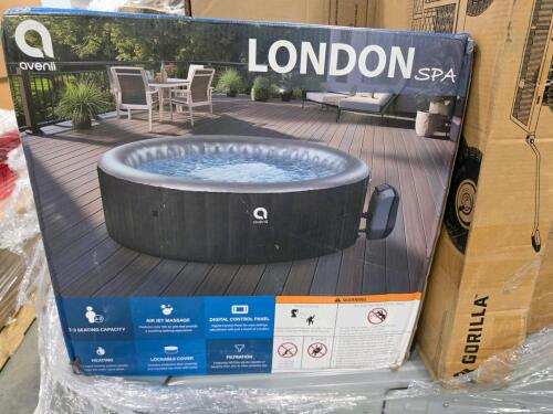 azenli London spa, gorilla flat card, fun circle 12-ft kwikset designer pool, metalux Cooper lighting recessed troffer, and more