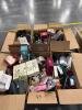 Six boxes of health and beauty products: cologne/perfumes not believed to be authentic, collagen, samplers, HUDA beauty, NYC, the ordinary, KAYALI, Charlie Tate bath collection, Victoria's Secret, La Labo, Creed, Thomas Carter, good girl, & More