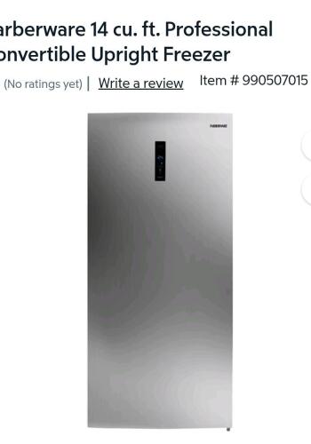 Farberware professional convertible upright freezer states product is damaged