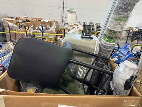 Cooler, cushions, buckets, planter, fence, weight bar, & More