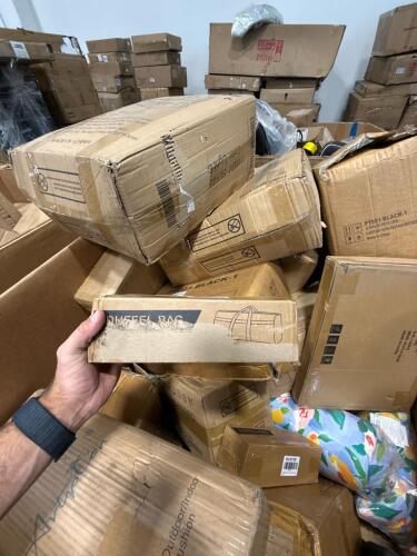 Miscellaneous pallet, cushions, duffel bag, camp chair, & More