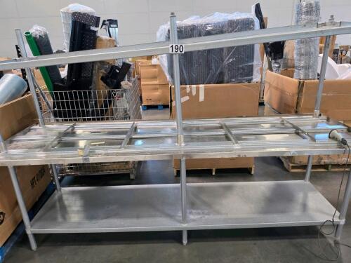 two long metal shelf/ tables