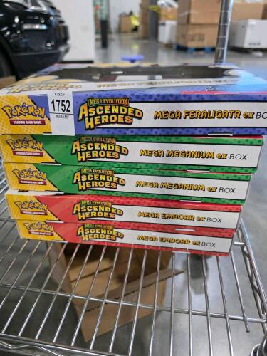 Pokemon ascended heroes ex boxes, 2, emboar, 2 meganium, 1 feraligatr